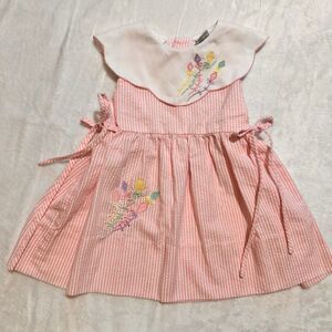 EUC Vintage Lord & Taylor scallop collar dress with kite embroidery 12months